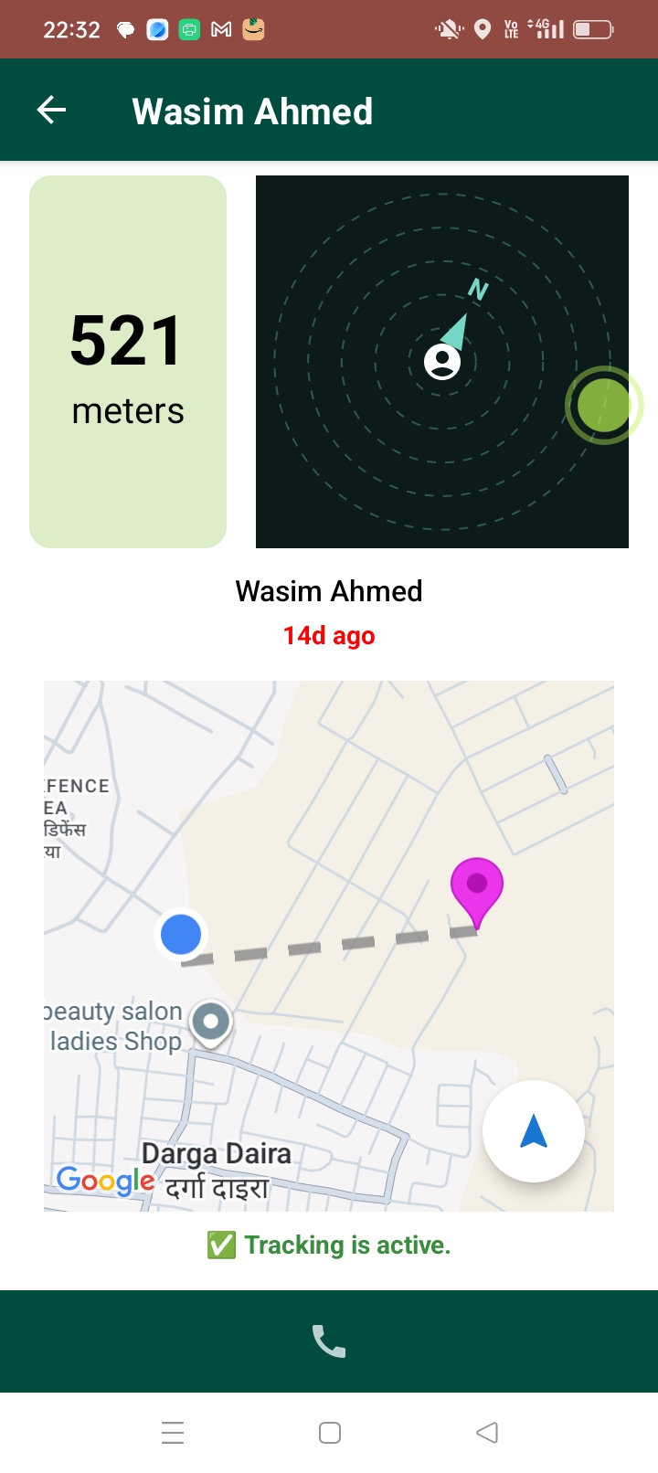 Live Tracking Screen